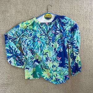 Lilly pulitzer silk long sleeve top L